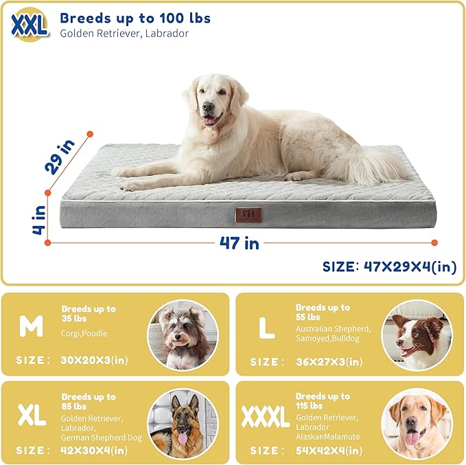 Orthopedic Dog Beds for Large Dogs with Removable Washable Cover 48 inch,