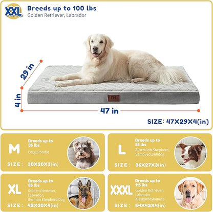 Orthopedic Dog Beds for Large Dogs with Removable Washable Cover 48 inch,