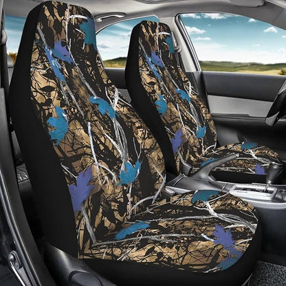 Blue Camo Hunting Seat Covers for Cars Front Seat