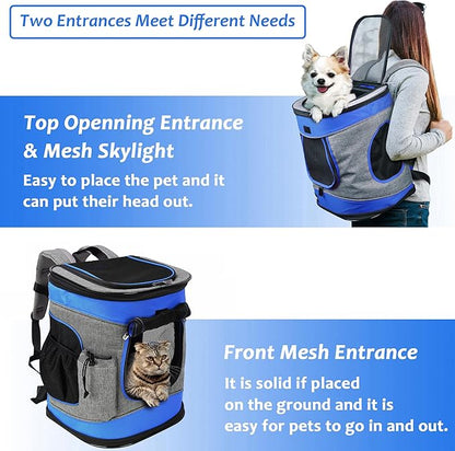 Kritter Planet Pet Carrier Backpack for Dogs and Cats, Breathable Pet Backpack with 2 Mesh Window,Portable Pet Carrier for Camping