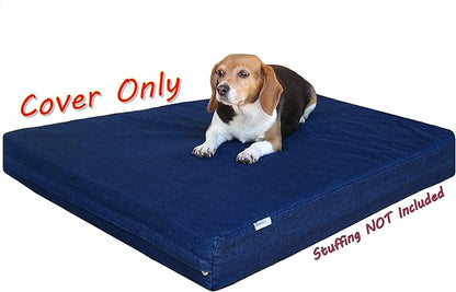 Dogbed4less 37X27X4 Inches Medium Large Blue Color Durable Denim Jean Dog Pet Bed External zipper Cover