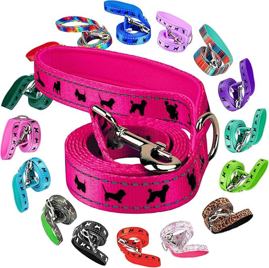 EcoBark Dog Leash - Soft & Reflective Comfort Training Leashes with Padded Handle - Strong Durable Heavy Duty - Training and Pulling for Small, Medium or Large Dogs (Pink)