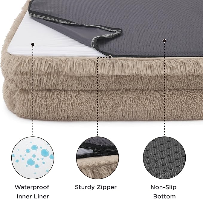 Bedsure Orthopedic Dog Bed for Extra Large Dogs - XL Washable Calming Dog Sofa Beds Large, Supportive Foam Pet Couch Bed with Removable Washable Cover, Waterproof Lining and Nonskid Bottom, Taupe