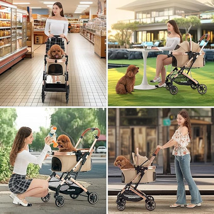 Kenyone 3-in-1 Pet Stroller for Small Medium Dogs