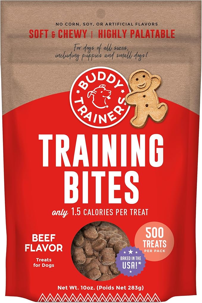 Buddy Biscuits Trainers Training Bites Soft & Chewy Dog Treats, Beef, 10 oz. Pouch