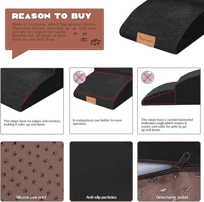 Topmart High Density Extended Foam Dog Ramp&Steps 3 Tiers 15.7" High,Non-Slip