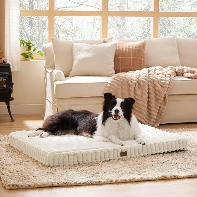Bedsure Orthopedic Dog Bed for Large Dogs (36x27, Cream)