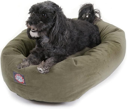 Majestic Pet 24 Inch Suede Calming Dog Bed Washable – Cozy Soft Round Dog Bed with Spine Support for Dogs to Rest their Head 24x19x7 (Inch)