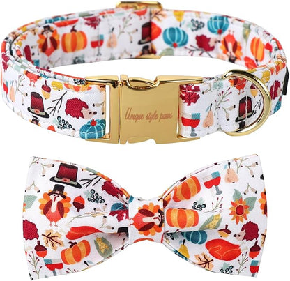 Unique Style Paws Cotton Dog Collar with Bow