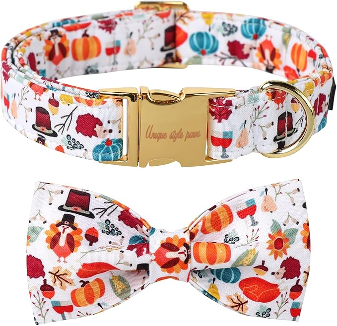 Unique Style Paws Cotton Dog Collar with Bow