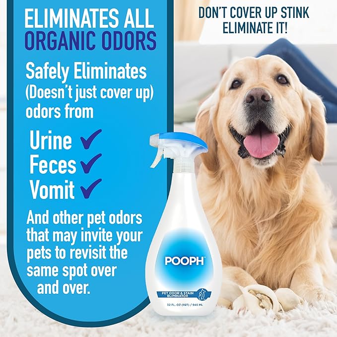 Pooph Pet Odor Eliminator & Pooph Laundry Additive - 2-32oz Bottles - Dismantles Odors on a Molecular Basis, Dogs, Cats, Freshener, Eliminator, Urine, Poop, Pee, Deodorizer, Puppy, Fresh, Clean