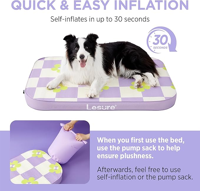 Lesure Inflatable Waterproof Dog Bed for Medium Dogs 3 Inch