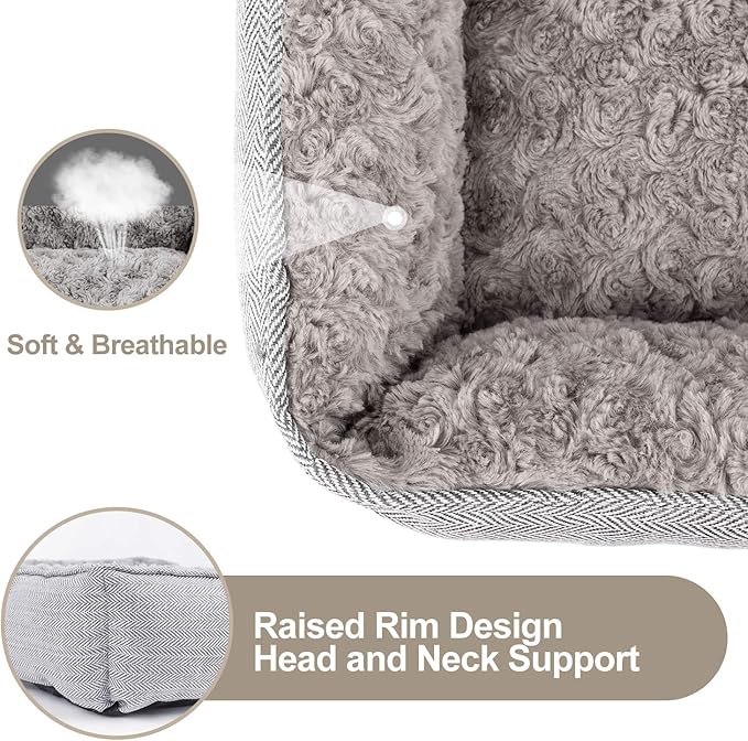 FURTIME Dog Bed for Large Medium Small Dogs Soft Washable Pet Bed Orthopedic Dog Sofa Bed Breathable Rectangle Sleeping Bed Anti-Slip Bottom(35''