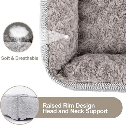 FURTIME Dog Bed for Large Medium Small Dogs Soft Washable Pet Bed Orthopedic Dog Sofa Bed Breathable Rectangle Sleeping Bed Anti-Slip Bottom(35''