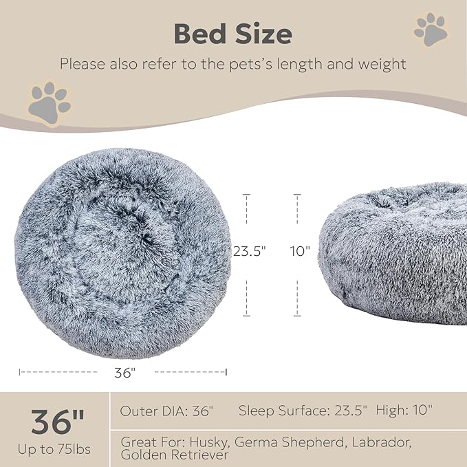 Calming Donut Dog Beds for Large Size Dog and Medium Size Dog 36")