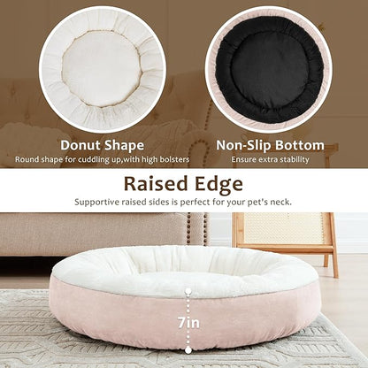 Love's cabin Round Donut Cat and Dog Cushion Bed 30in Pet