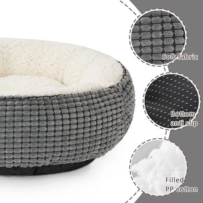 Love's cabin Round Donut Cat and Dog Cushion Bed 20in Pet