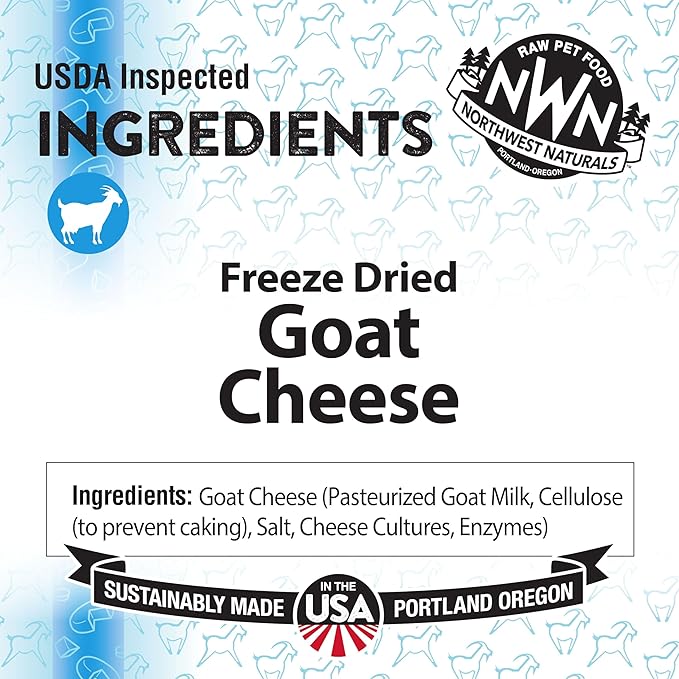 Northwest Naturals Freeze-Dried Goat Cheese Functional Topper - for Dogs & Cats - Healthy, 1 Ingredient, Human Grade Pet Food, All Natural - 4.5 Oz (Packaging May Vary)