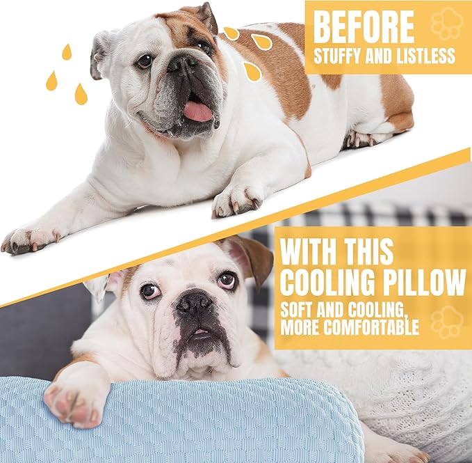 HOMBYS Cooling Dog Claming Pillow for Large and Medium Dogs, Soft & Breathable Dog Neck Pillow Improve Anxiety Relief, Machine Washable Pet Pillow for Dogs & Cats, Pet Calming Toy(17"x8", Light Blue)