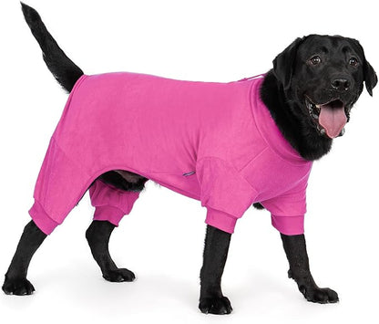 cyeollo Fleece Dog Pajamas Large Dog Pjs Jumpsuit Thermal Dog Onesie Stretchable Doggie Coat Dog Clothes for Medium to Large Sized Dogs
