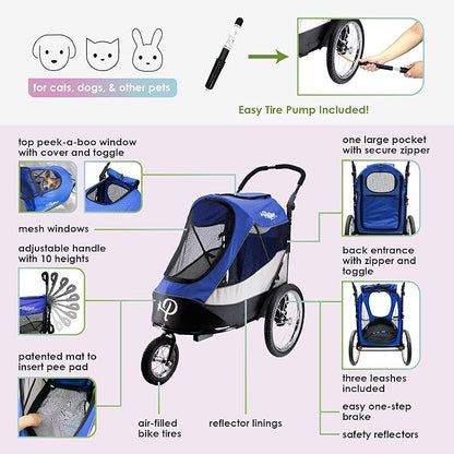 Petique Trailblazer Pet Jogger/Stroller 77LBS -