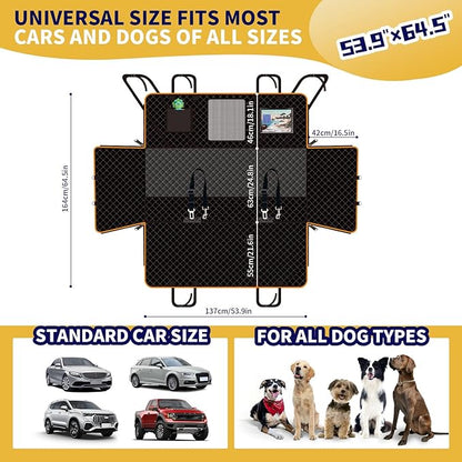 Back Seat Extender for Dogs with Hard Bottom Car Seat Cover-Dual Support Straps 300lbs