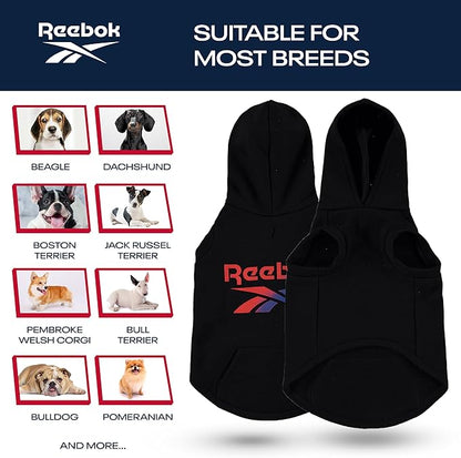 Reebok Dog Hoodie – Fleece Dog Sweater with Leash Hole