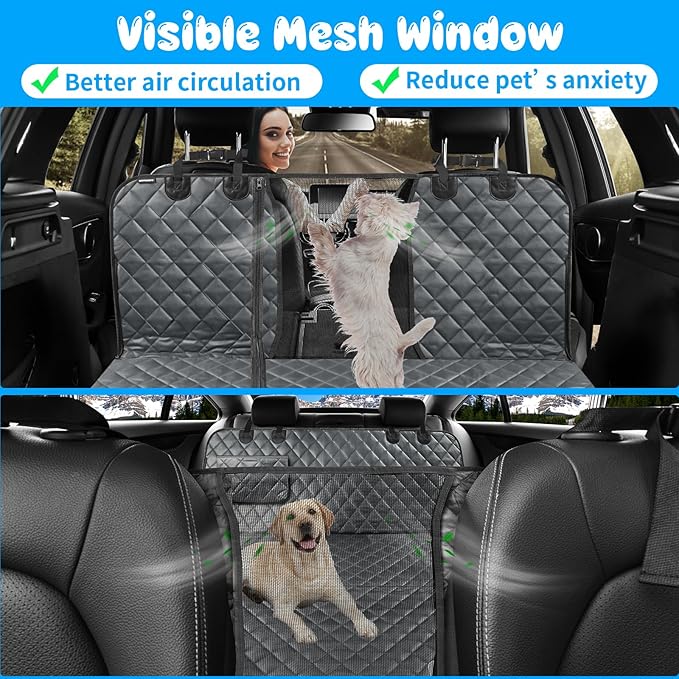 URPOWER 6-in-1 Dog Car Seat Cover for Back Seat 40/60 Split