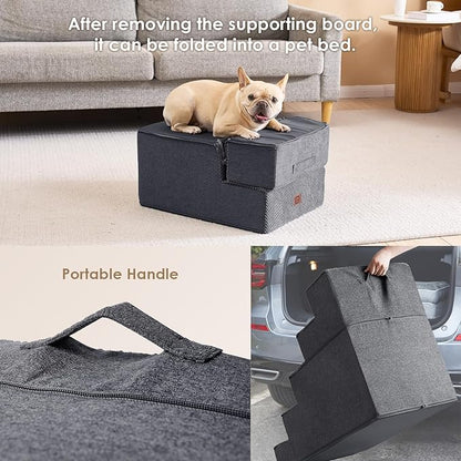 EHEYCIGA Dog Stairs for Small Dogs 16.5”H 3-Step Extra