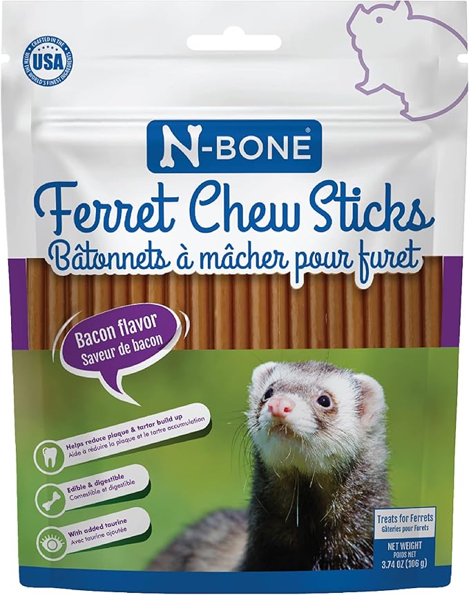 N-Bone Ferret Chew Sticks Bacon Flavor, 3.74-oz Bag