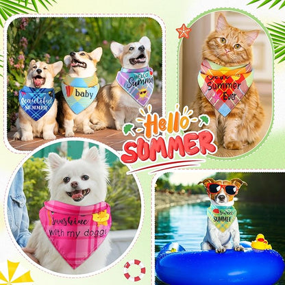 Sweetude 100 Pcs Summer Plaid Dog Bandana Bulk