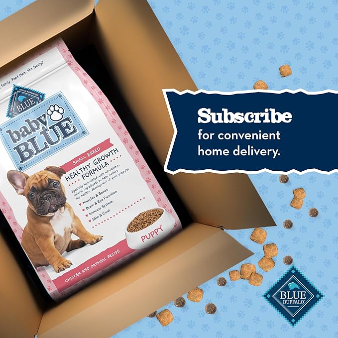 Blue Buffalo Baby BLUE Natural Small Breed Puppy Dry Dog Food, Healthy Growth Formula with DHA, Chicken and Oatmeal Recipe, 4-lb. Bag (Pack of 2)