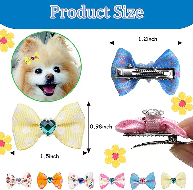 60Pcs Puppy Dogs Hair Barrettes Bows with Metal Clips
