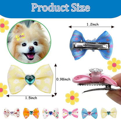 60Pcs Puppy Dogs Hair Barrettes Bows with Metal Clips