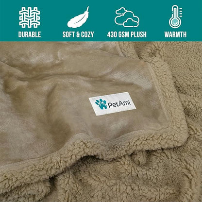 PetAmi WATERPROOF Dog Blanket for Medium Large Dog 60x40 Taupe