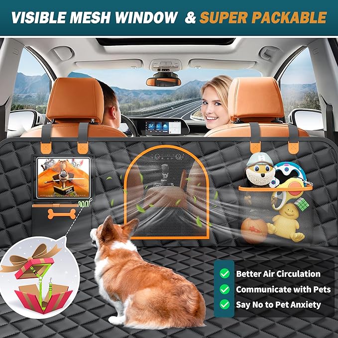 Back Seat Extender for Dogs Large Hard Bottom Car Seat Cover Waterproof Sturdy Nonslip Pets Dog Hammock Backseat Protector for Car