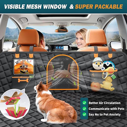 Back Seat Extender for Dogs Large Hard Bottom Car Seat Cover Waterproof Sturdy Nonslip Pets Dog Hammock Backseat Protector for Car