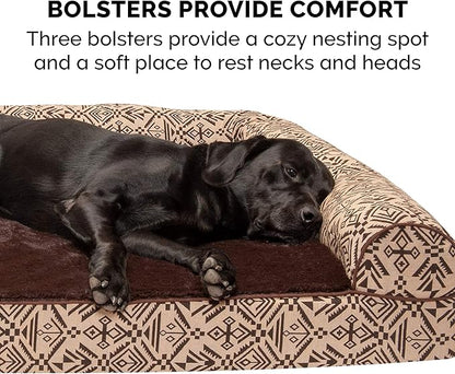 Furhaven Memory Foam Dog Bed for Large/Medium Dogs w/ Removable Bolsters & Washable Cover 55 lbs
