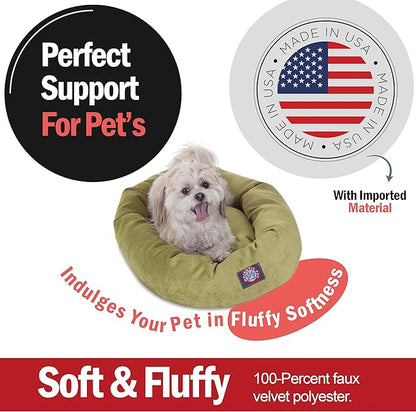 Majestic Pet 24 Inch Micro Velvet Calming Dog Bed Washable – Cozy Soft Round Dog Bed with Spine for Head Support 24x19x7 (Inch)