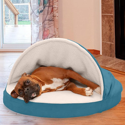 Furhaven 35" Round Memory Foam Dog Bed for Large/Medium Dogs w/ Removable Washable Cover 50 lbs 35-inch