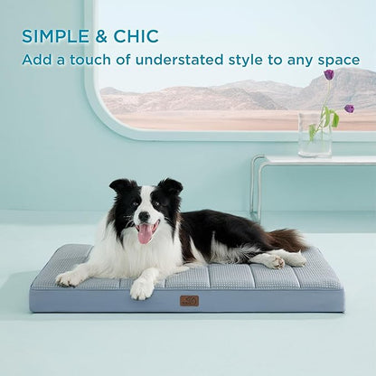 Bedsure Cooling Gel Foam Dog Bed for Large Dogs Cover(36"x27", Blue)