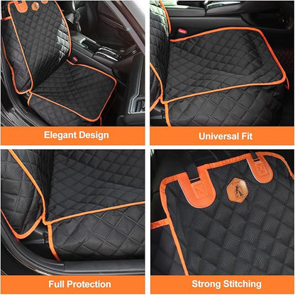Ultimate Full Protection Dog Car Seat Cover Front Seat Protector with Storage Pocket Nonslip Scratchproof Durable & Padded Pet Hair Resistant Blankets for Cars