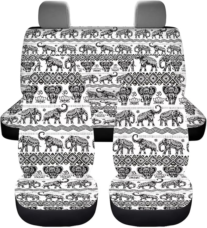 Tribal Elephant Automotive Full Set Seat Covers 4
