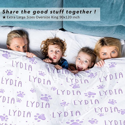 Personalized Dog Blankets Dog Paw Print Blanket Puppy Blanket 60"x50"