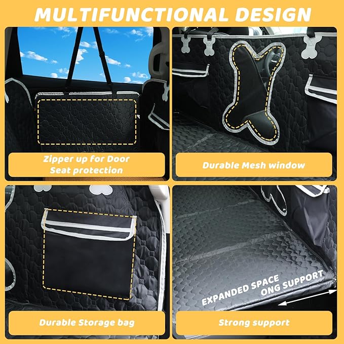 Back Seat Extender for Dogs Window,600D Anti-Scracth 53W*65.7L Inch)