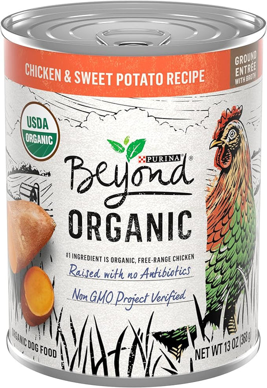 Purina Beyond Organic Wet Dog Food, Organic Chicken & Sweet Potato Adult Recipe Ground Entrée With Broth - (Pack of 12) 13 oz. Cans