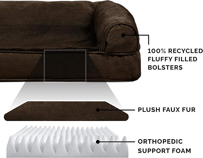 Furhaven Orthopedic Dog Bed for Large Dogs w/ Removable Bolsters & Washable Cover 95 lbs