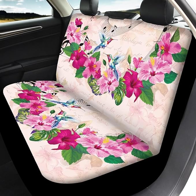Hummingbird Flower Cute Car Seat Covers Full Set 4pcs Front