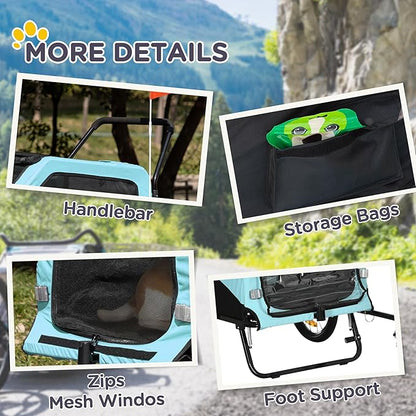 Aosom 2-in-1 Dog Bike Trailer Pet Stroller Carrier for Large Dogs with Hitch