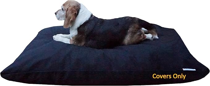 Do It Yourself DIY Pet Bed Pillow Duvet Canvas Cover + Waterproof Internal case for Dog/Cat at Medium 36"X29" Black Color